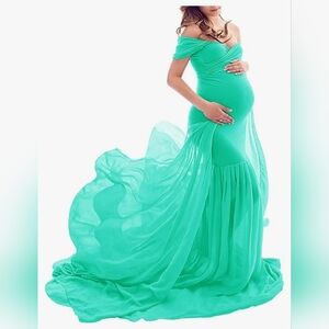 Green Off Shoulder Gown